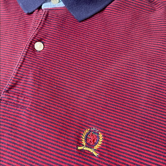 ⛔️Sold⛔️Tommy Hilfiger Men Red Long Sleeve 100% Cotton Casual Polo T Shirt Sz XL - Picture 5 of 9